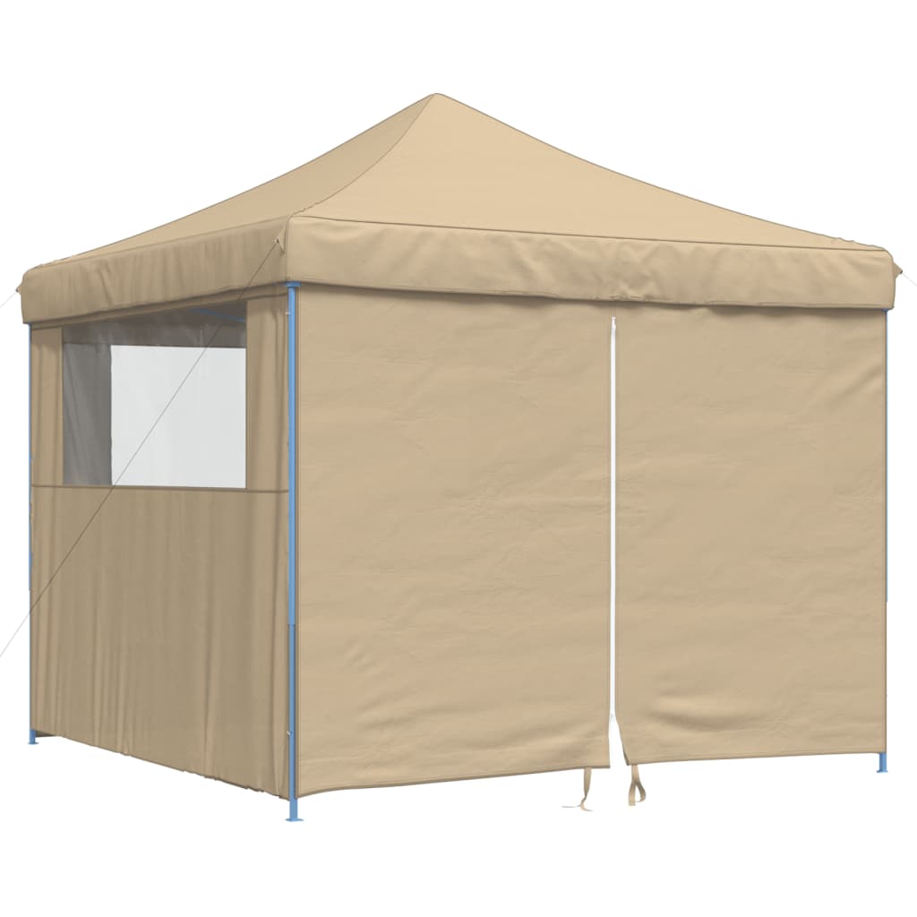 Tenda para festas pop-up dobrável com 4 paredes laterais bege