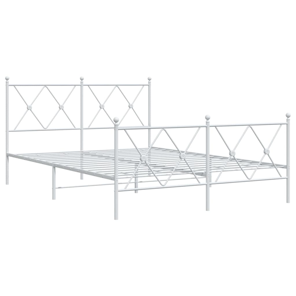 Estrutura de cama com cabeceira e pés 137x190 cm metal branco