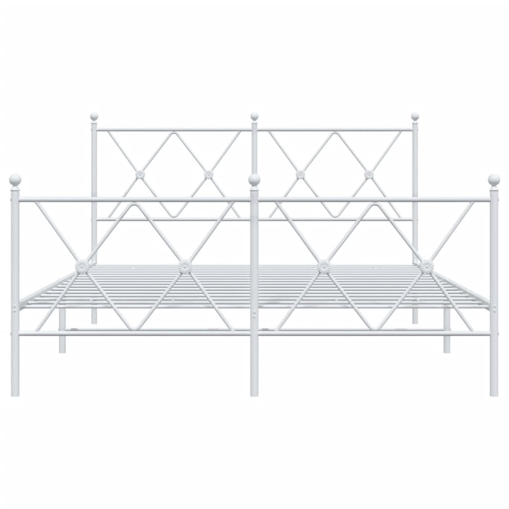 Estrutura de cama com cabeceira e pés 137x190 cm metal branco