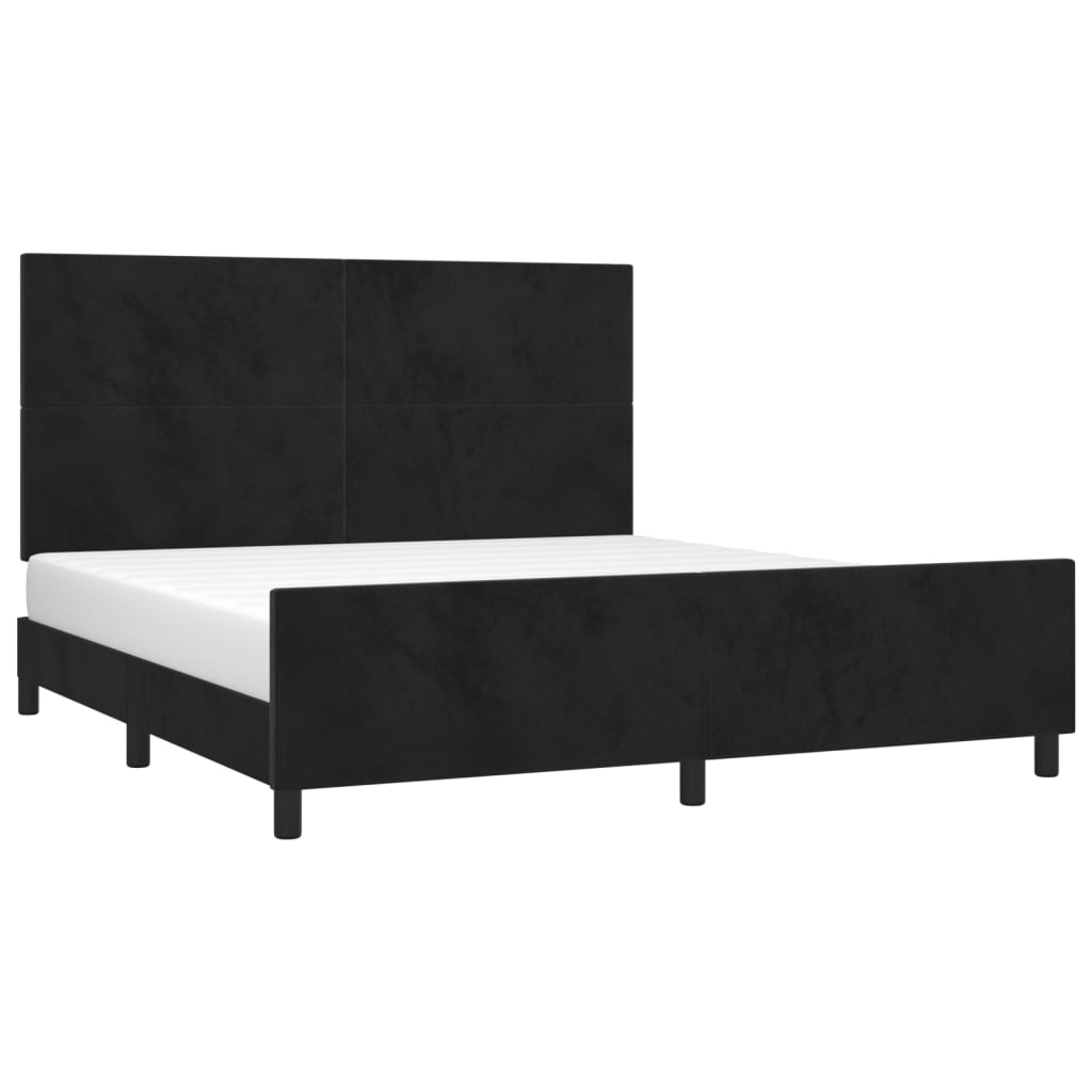 Estrutura de cama sem colchão 160x200 cm veludo preto