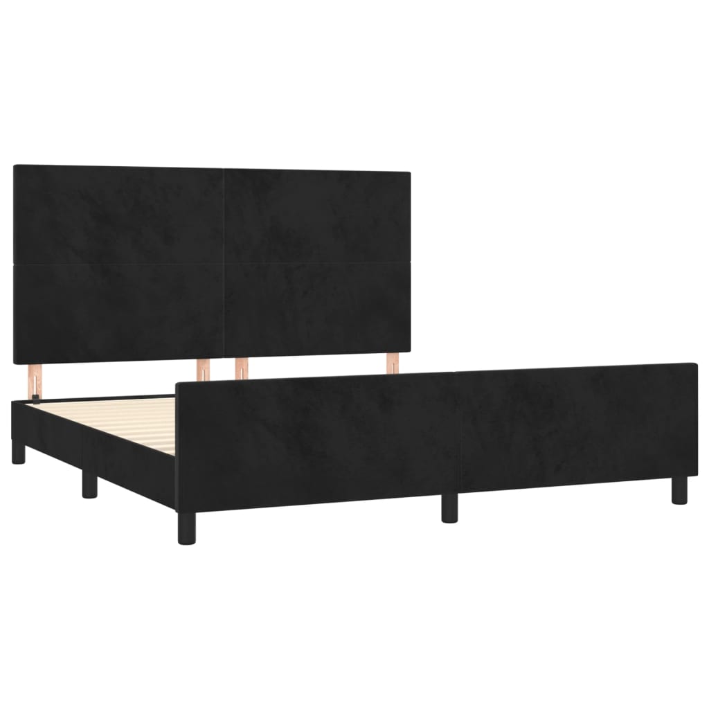 Estrutura de cama sem colchão 160x200 cm veludo preto