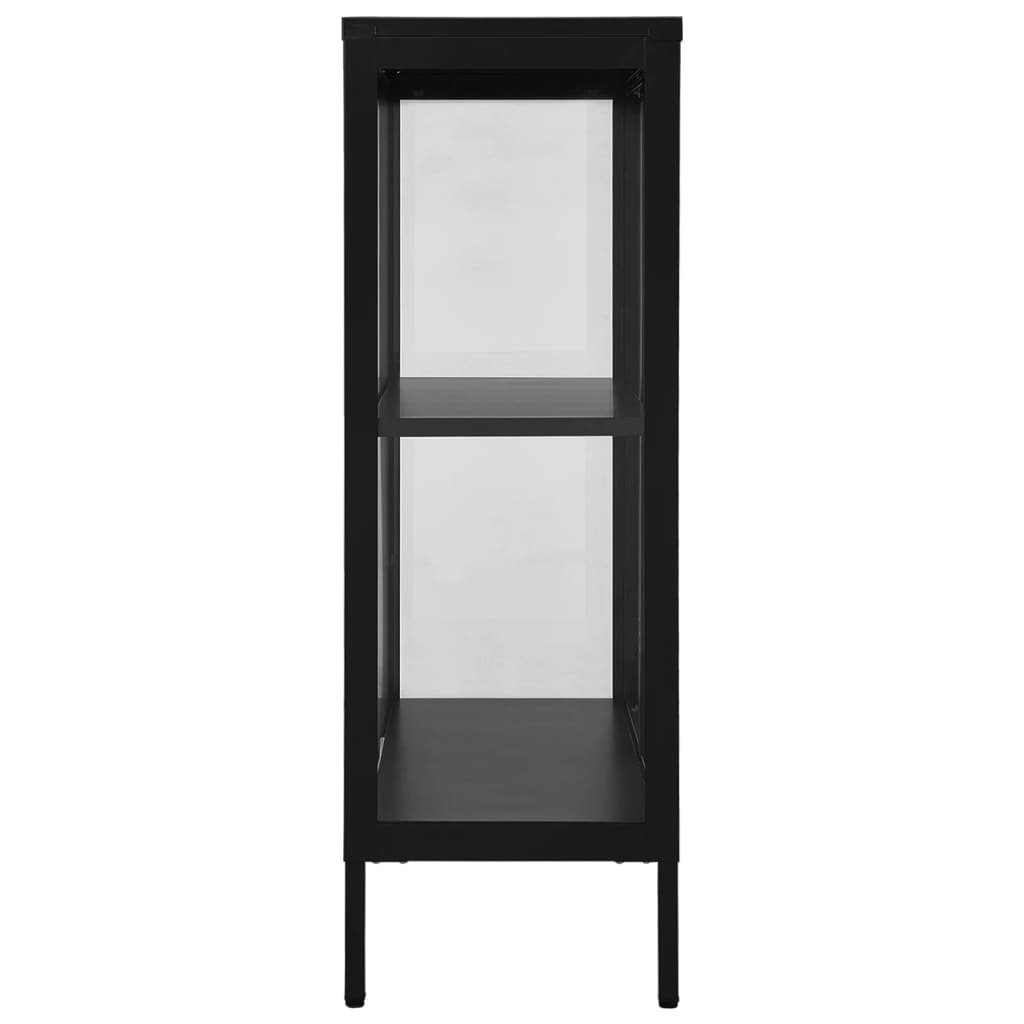 Aparador 75x35x105 cm vidro e aço preto