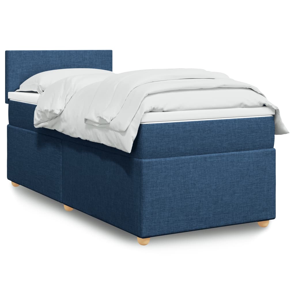 Cama com molas/colchão 90x190 cm tecido azul