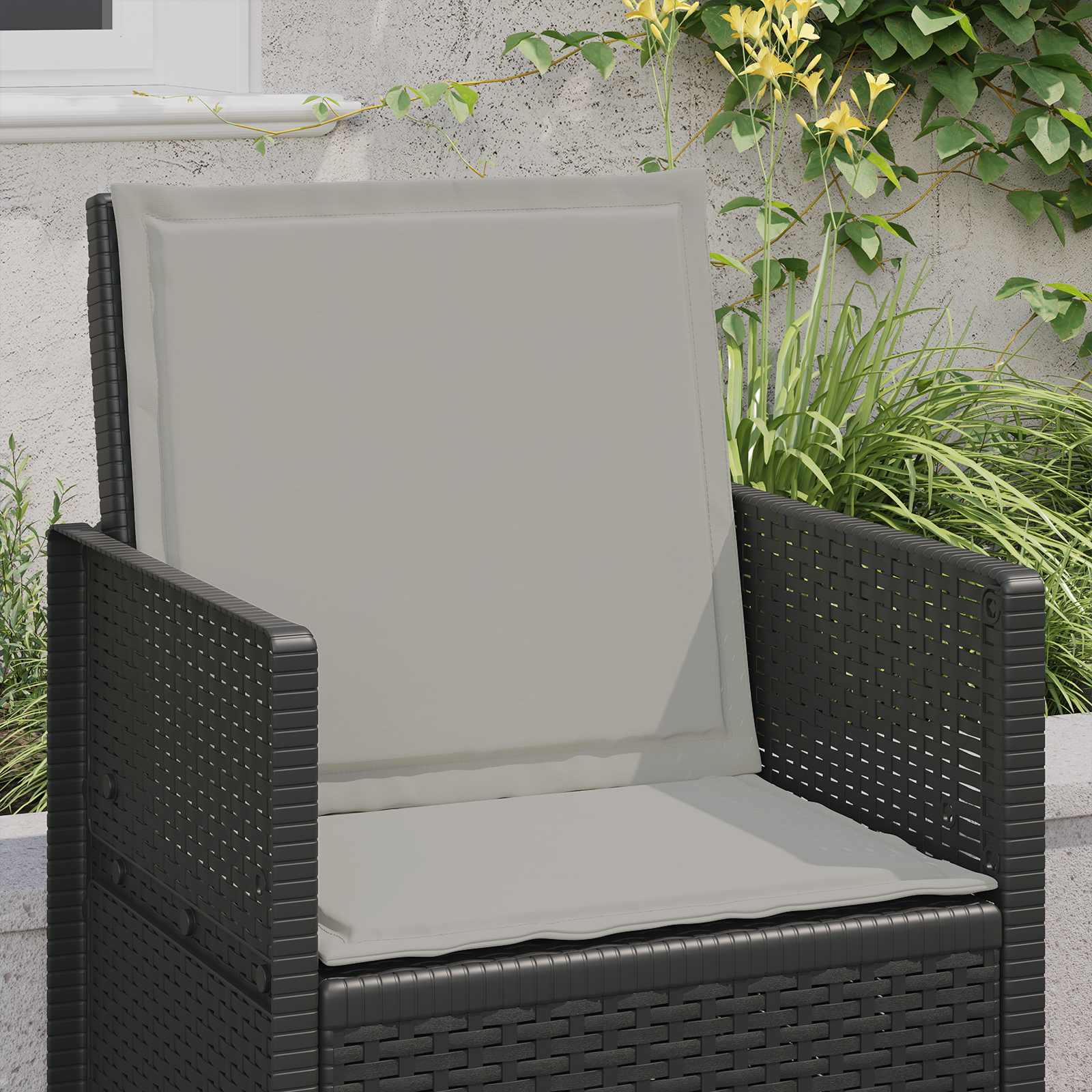 Almofadas de assento e costas poliéster cinzento-claro
