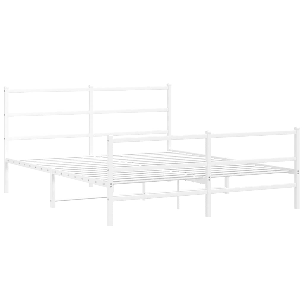 Estrutura de cama com cabeceira e pés 150x200 cm metal branco