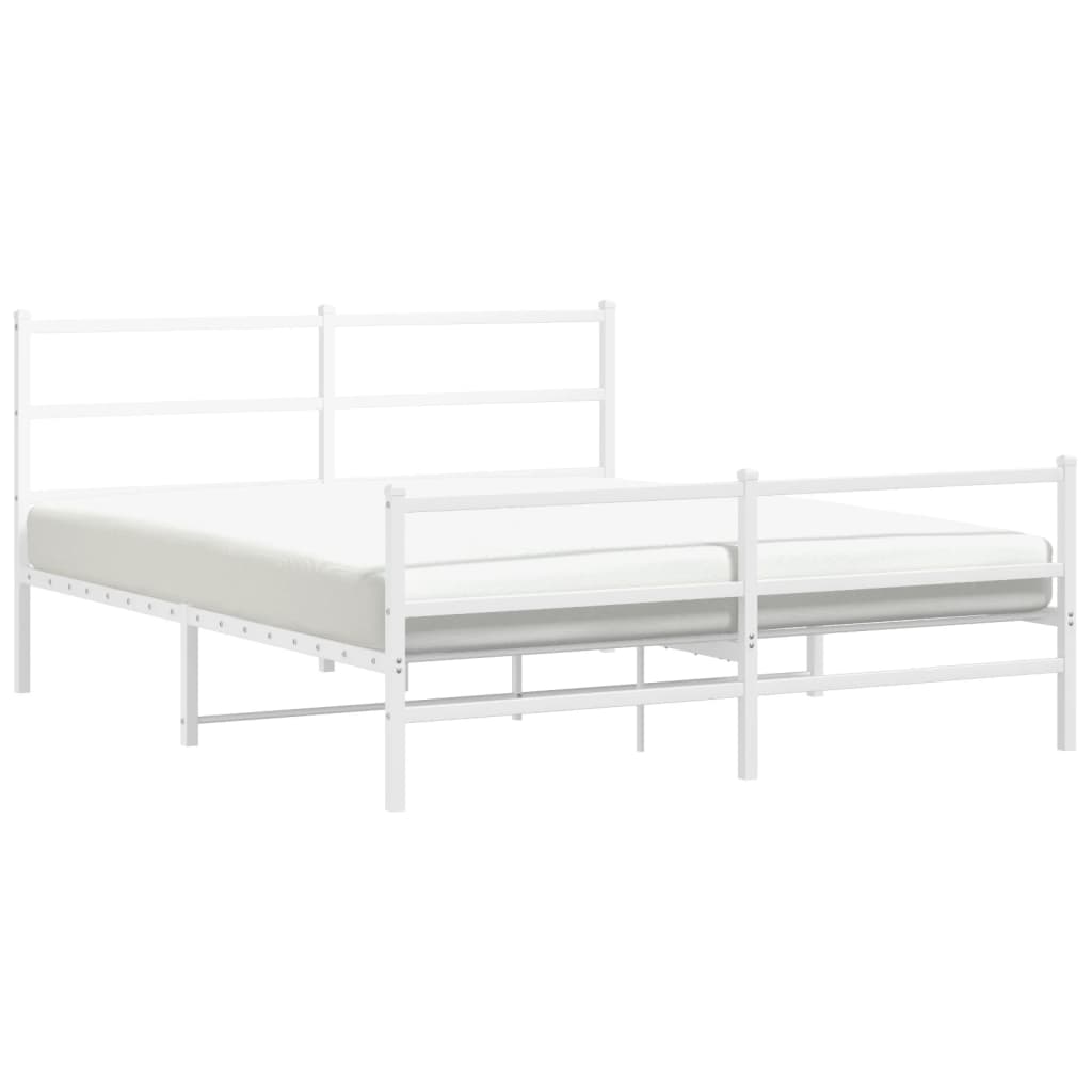 Estrutura de cama com cabeceira e pés 150x200 cm metal branco