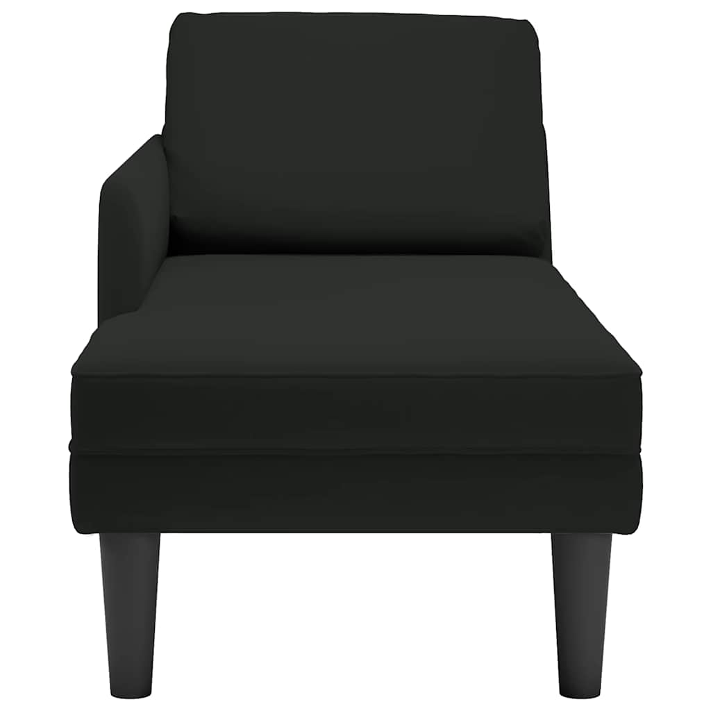 Chaise lounge c/ almofada/apoio de braços direito veludo preto