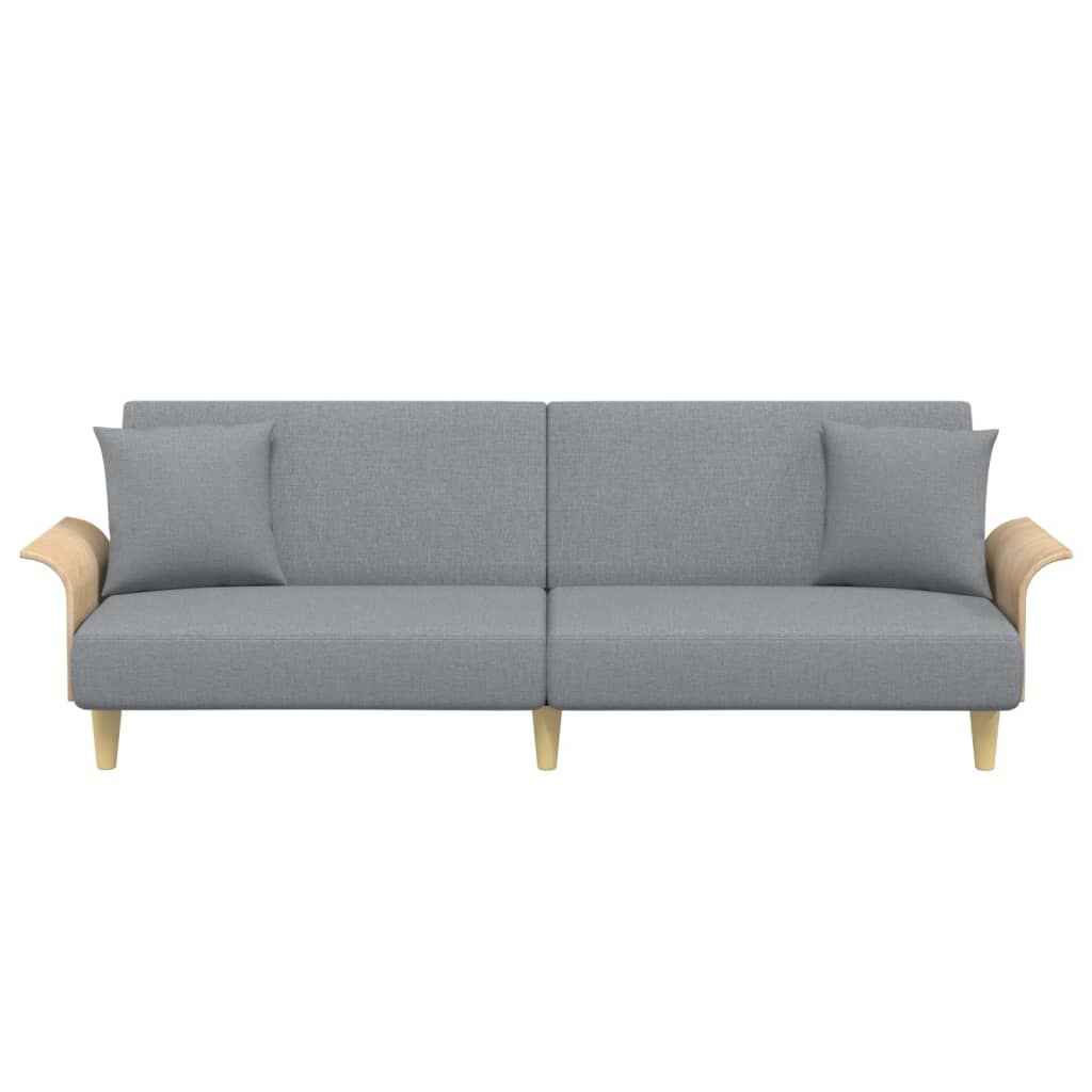 Sofá-cama com apoio de braços tecido cinzento-claro