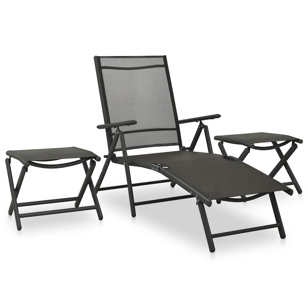 10 Pcs conjunto de jantar para jardim preto e antracite