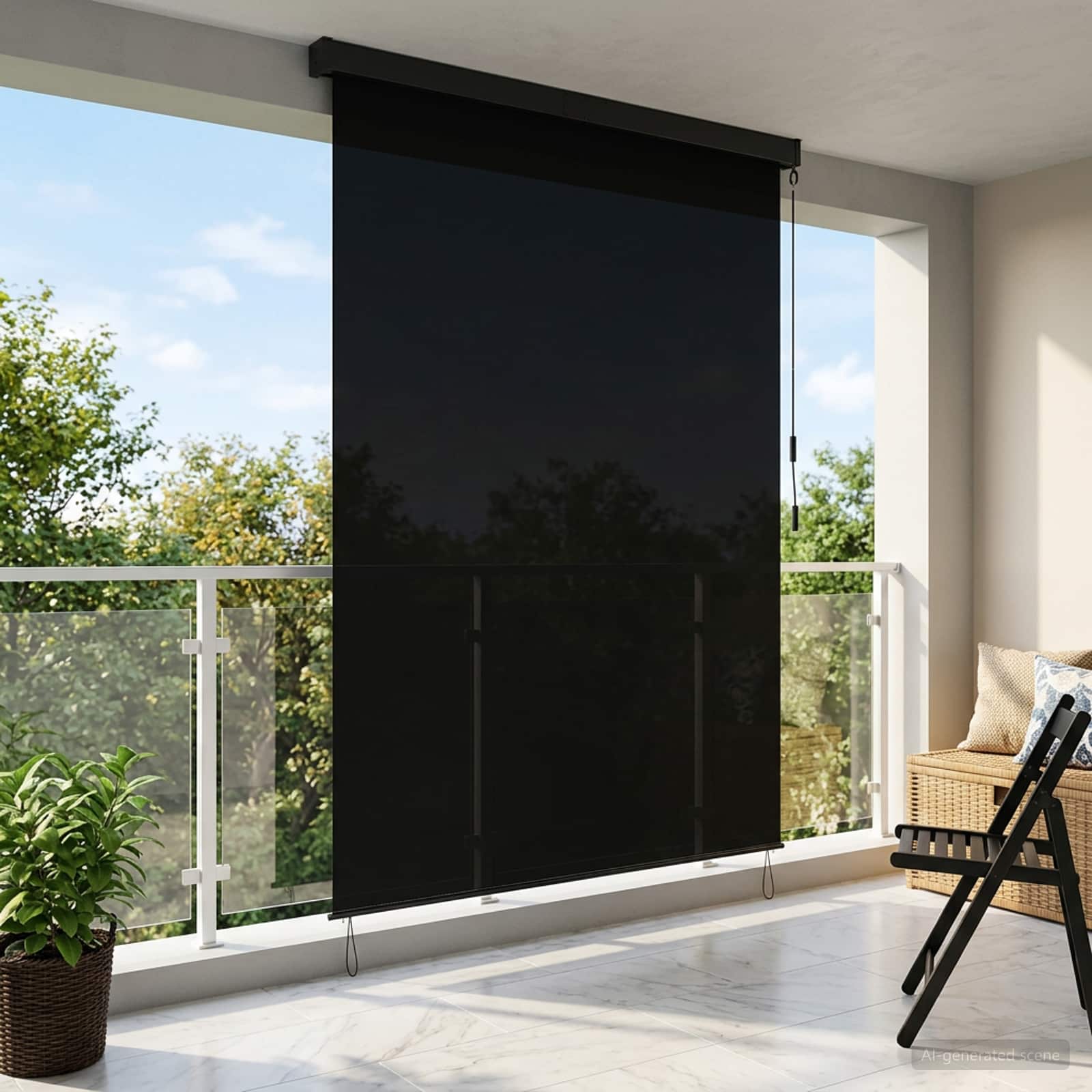 Estores de rolo preto 140 x 250 cm tecido e alumínio
