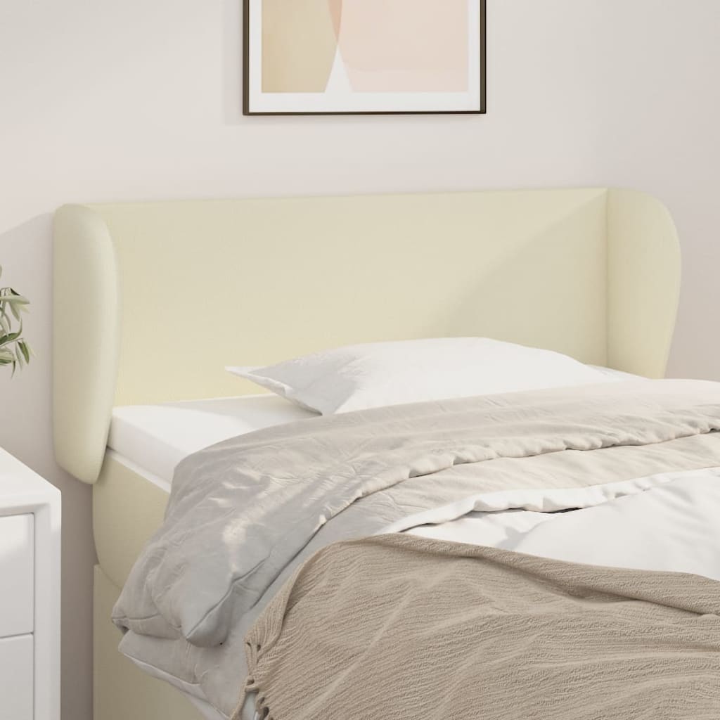 Cabeceira de cama c/ abas couro artificial 83x23x78/88 cm creme