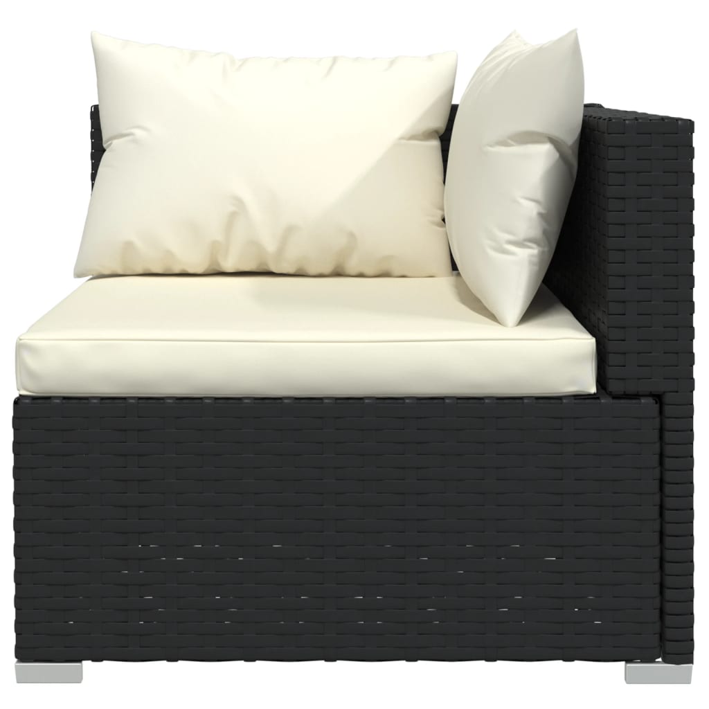 7 Pcs conjunto lounge de jardim c/ almofadões vime PE preto