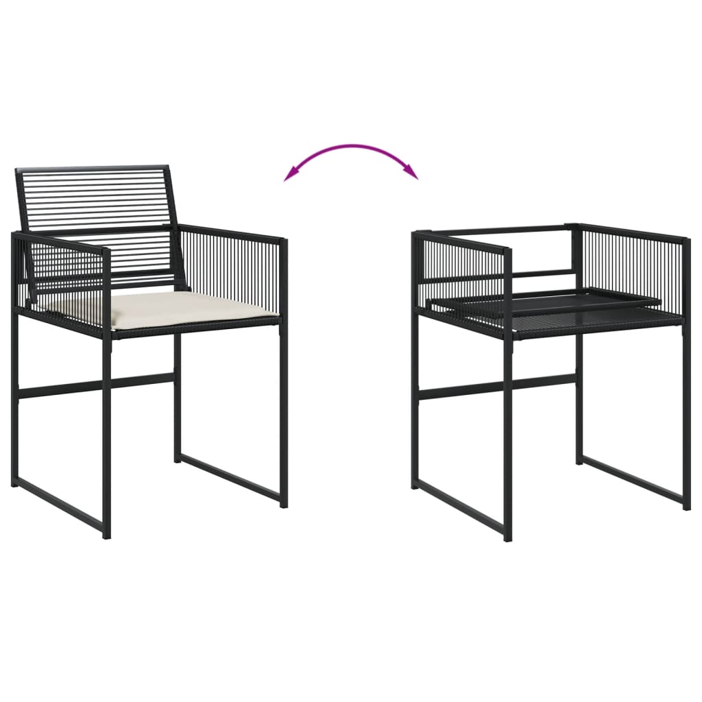 17 Pcs conjunto de jantar p/ jardim c/ almofadões vime PE preto