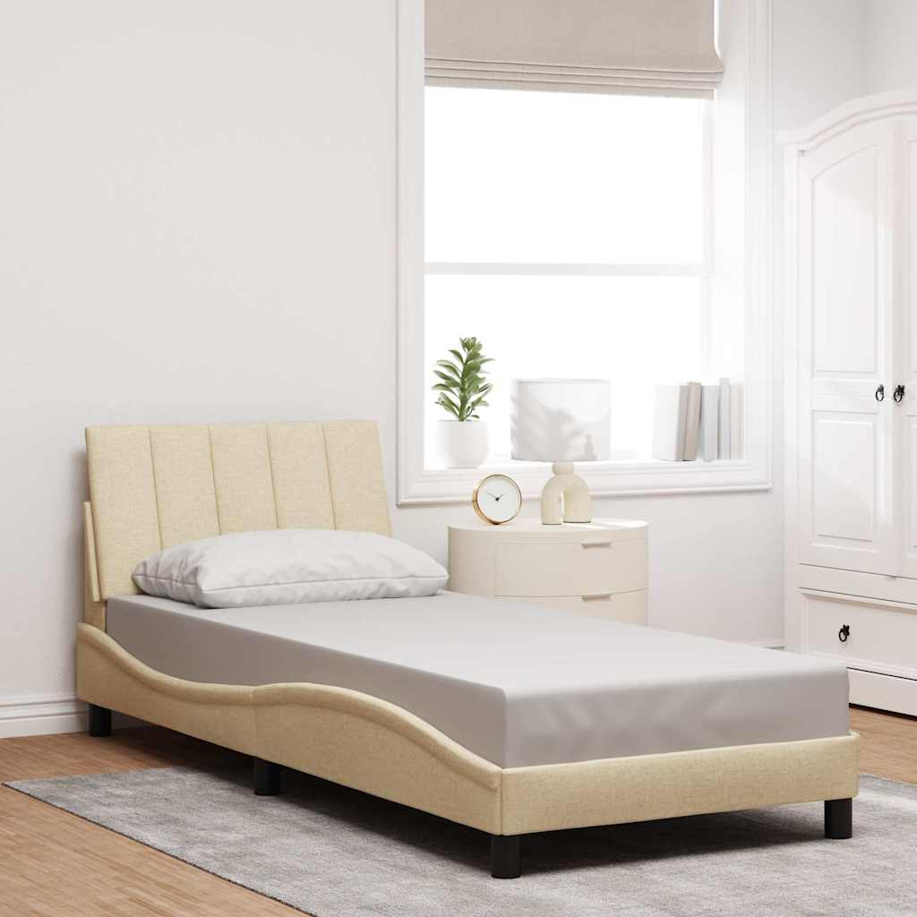 Estrutura de cama sem colchão hanko 90x200 cm tecido creme