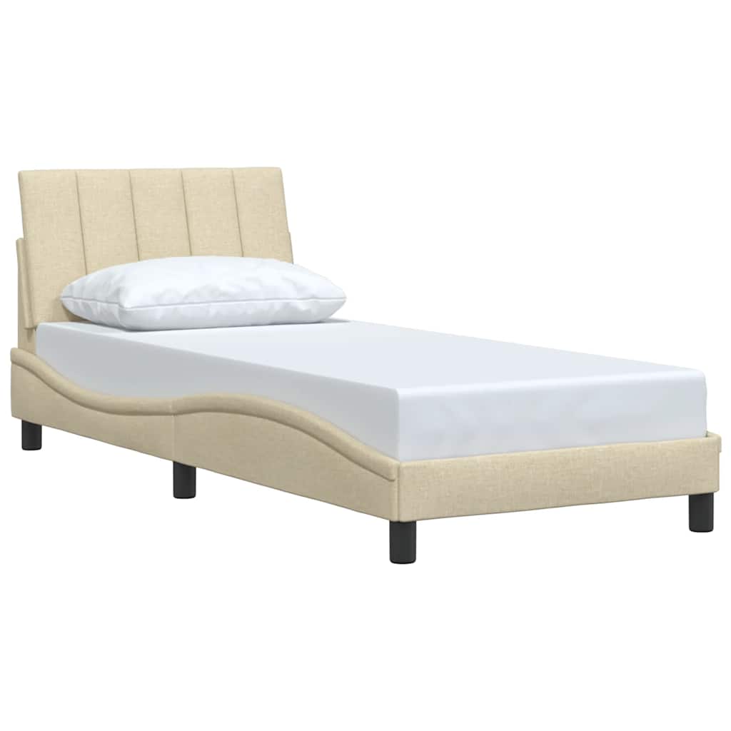 Estrutura de cama sem colchão hanko 90x200 cm tecido creme