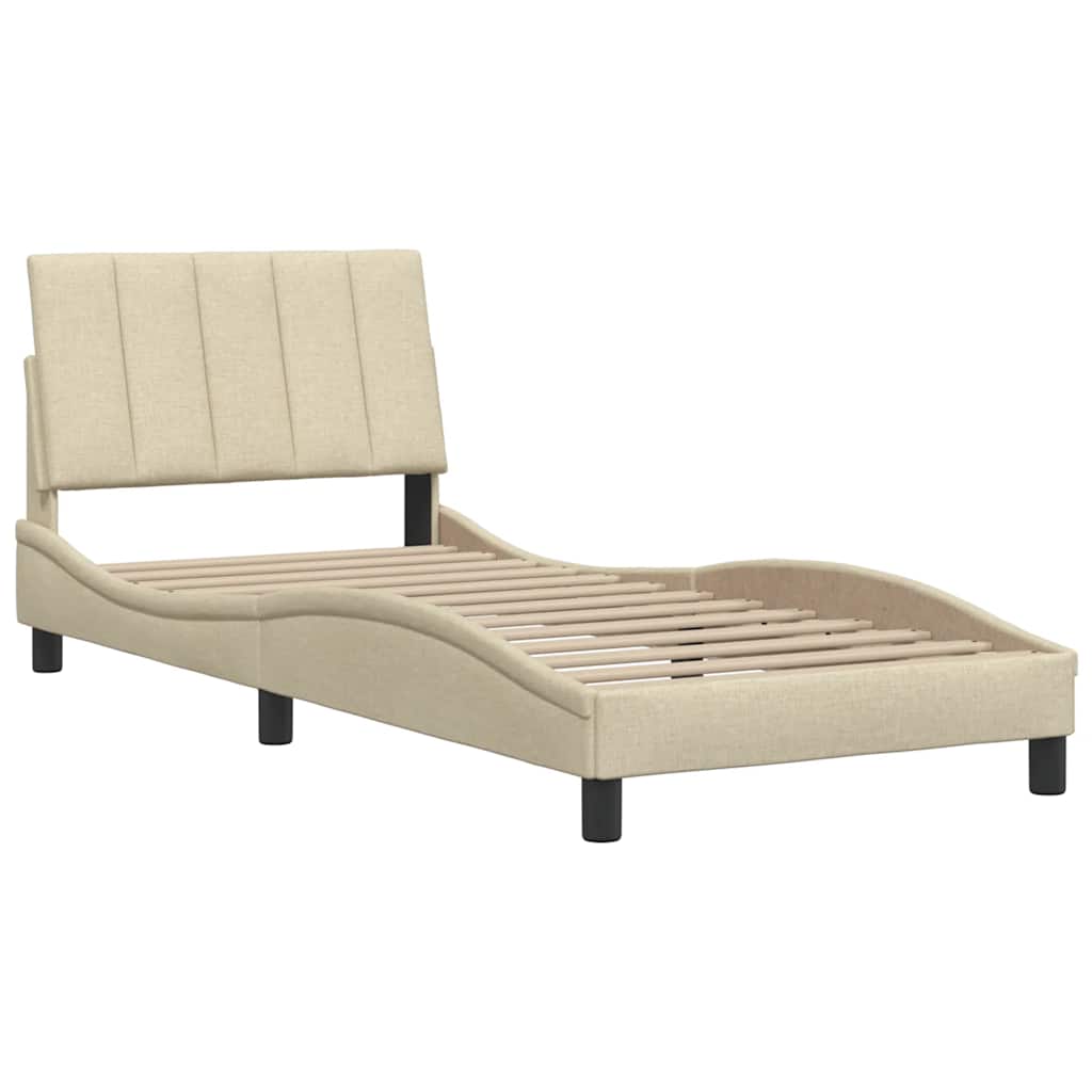 Estrutura de cama sem colchão hanko 90x200 cm tecido creme