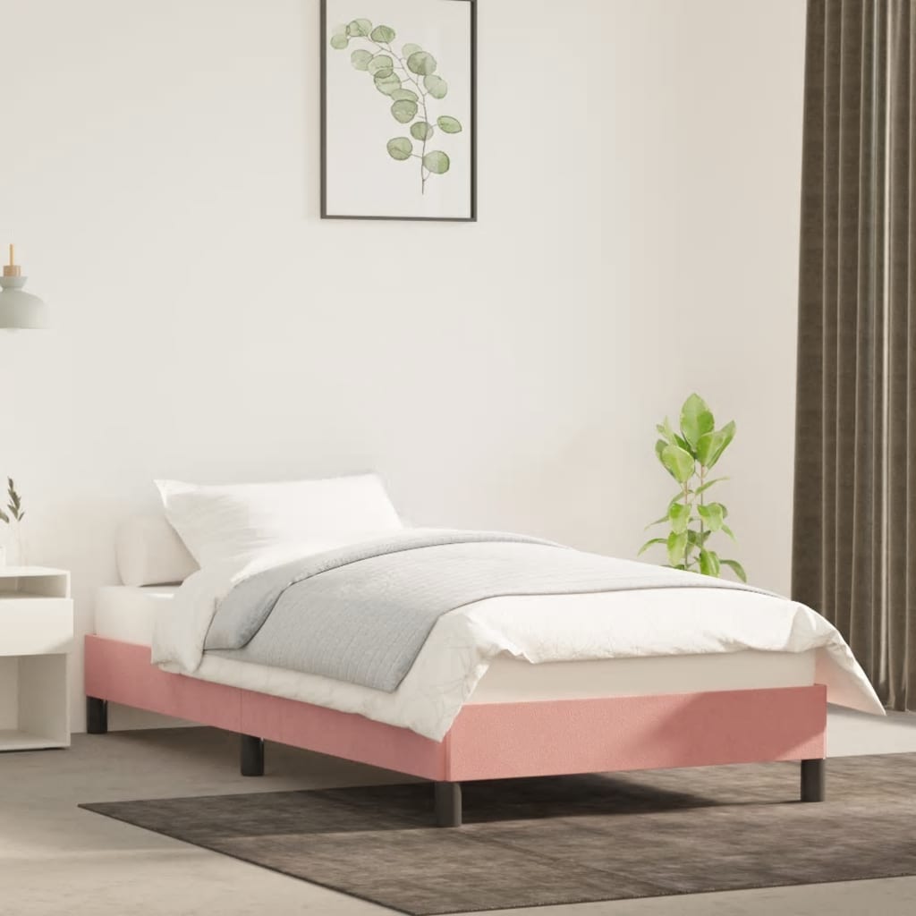 Estrutura de cama 90x200 cm veludo rosa