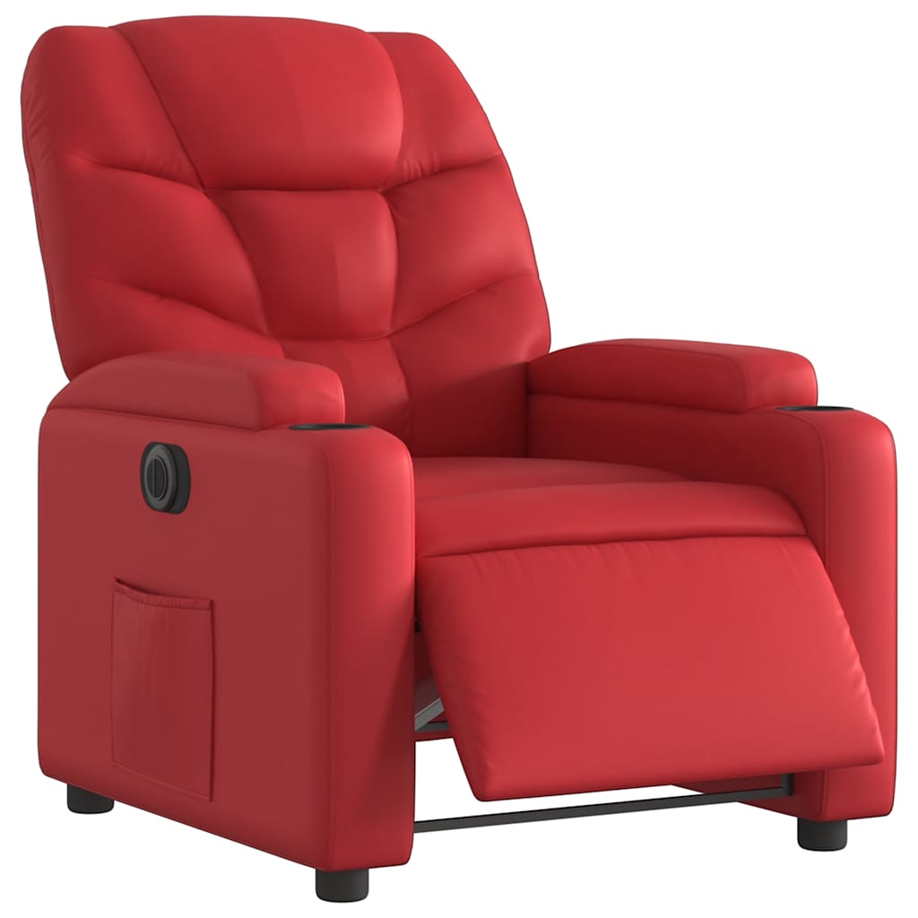 Poltrona reclinável elétrica couro artificial vermelho