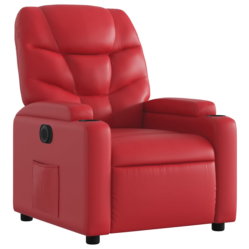 Poltrona reclinável elétrica couro artificial vermelho