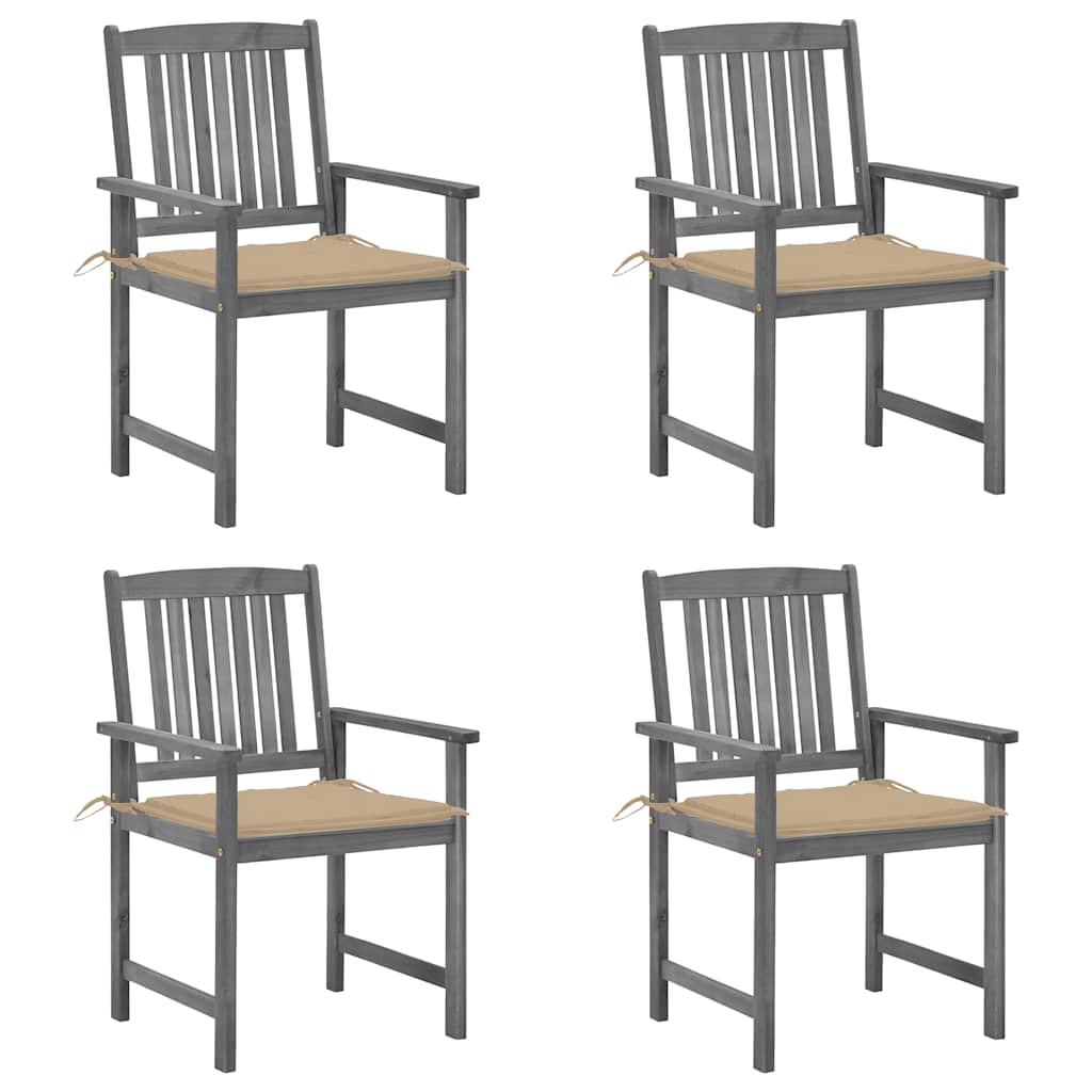 Cadeiras de jardim com almofadões 4 pcs acácia maciça cinza