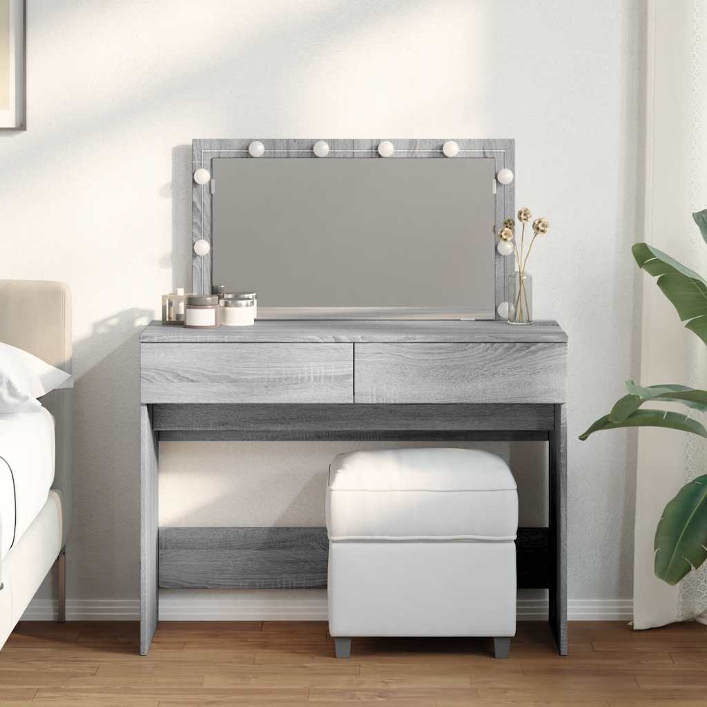 Toucador com leds 100x40x120 cm sonoma cinza