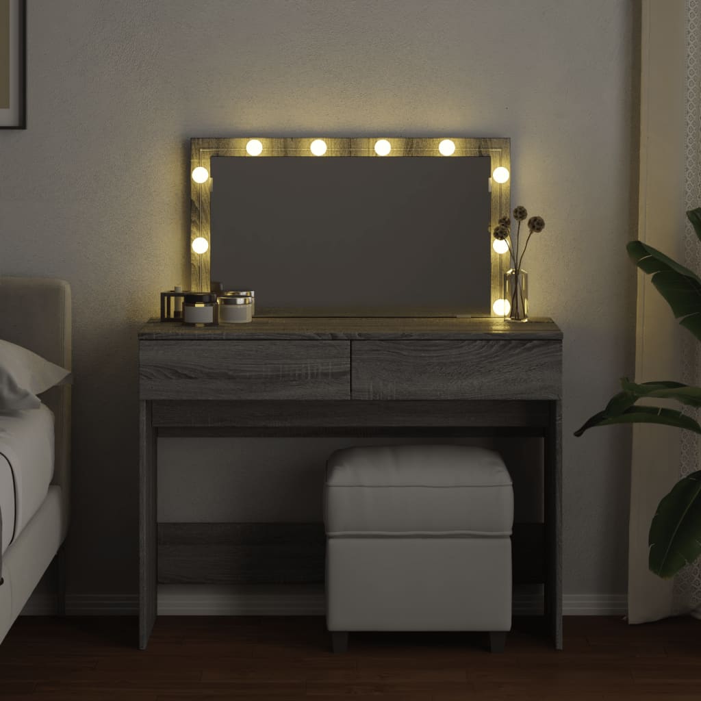 Toucador com leds 100x40x120 cm sonoma cinza