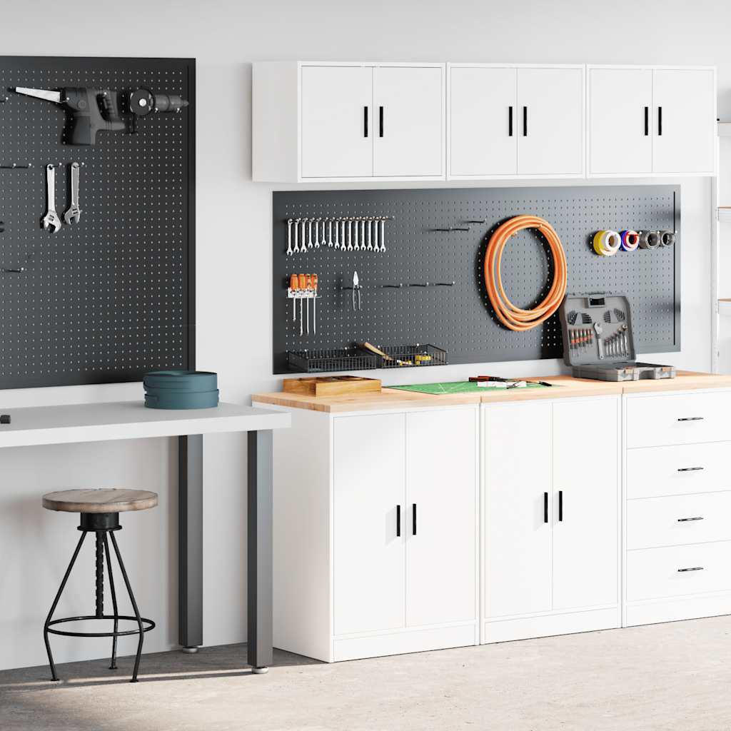 Armários de garagem 2 pcs derivados de madeira branco