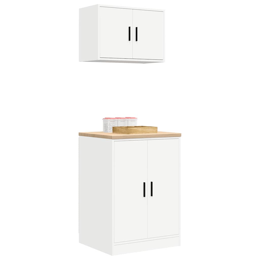 Armários de garagem 2 pcs derivados de madeira branco