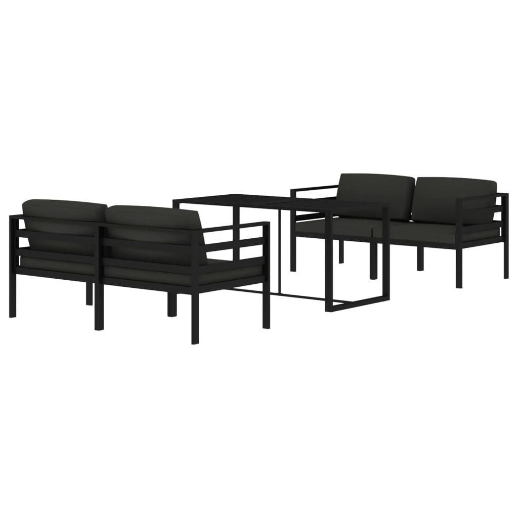 5 Pcs conjunto lounge jardim com almofadões alumínio antracite