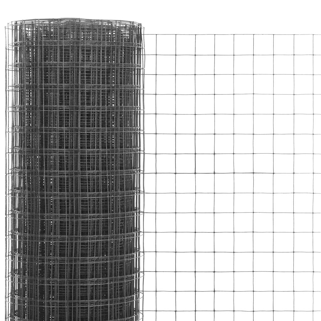 Cerca arame galinheiro 10x1,5m aço c/ revestimento PVC cinzento