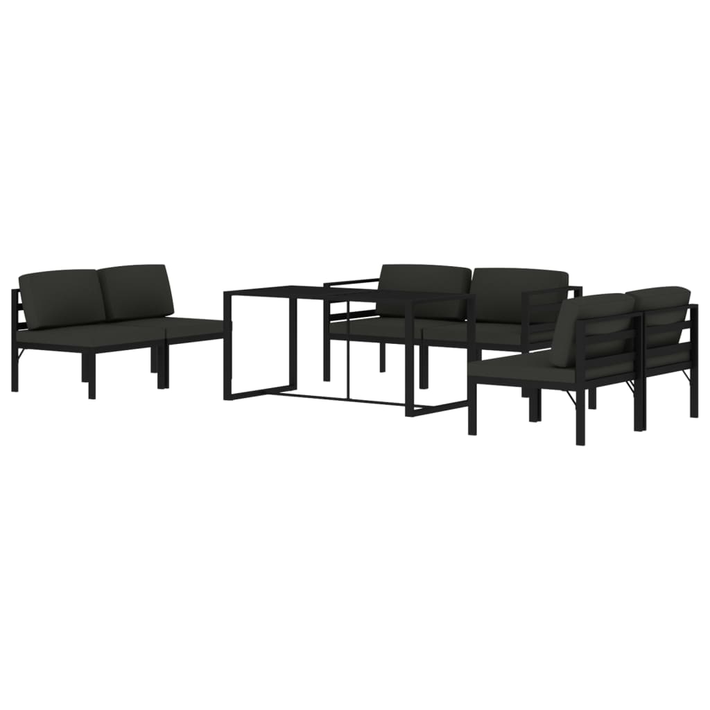 7 Pcs conjunto lounge jardim com almofadões alumínio antracite