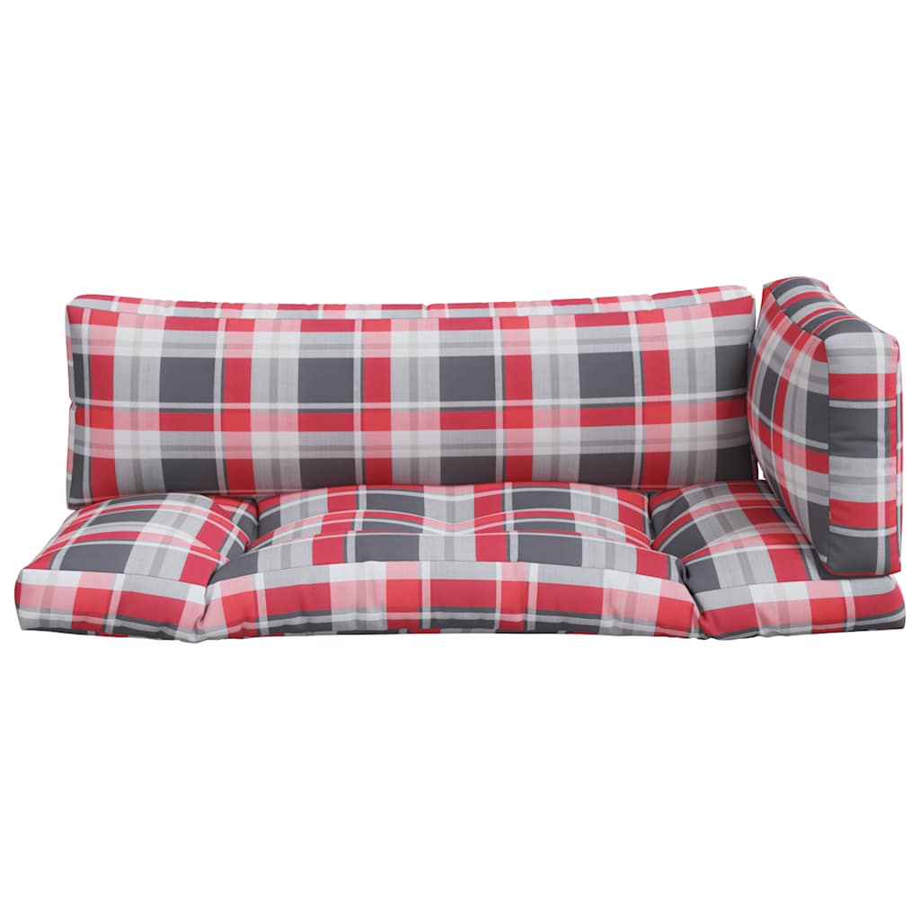 Almofadões para paletes 3 pcs tecido xadrez vermelho