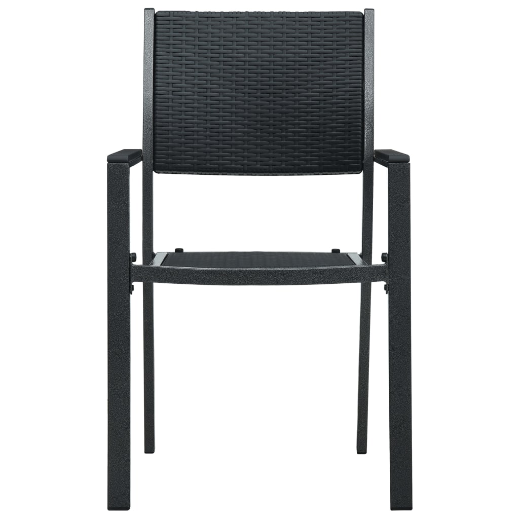 Cadeiras jardim 4 pcs plástico preto aspeto vime