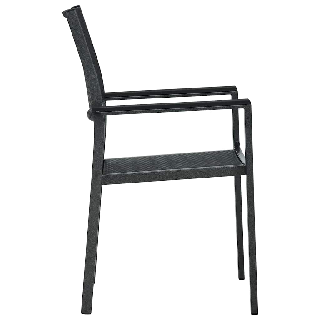 Cadeiras jardim 4 pcs plástico preto aspeto vime