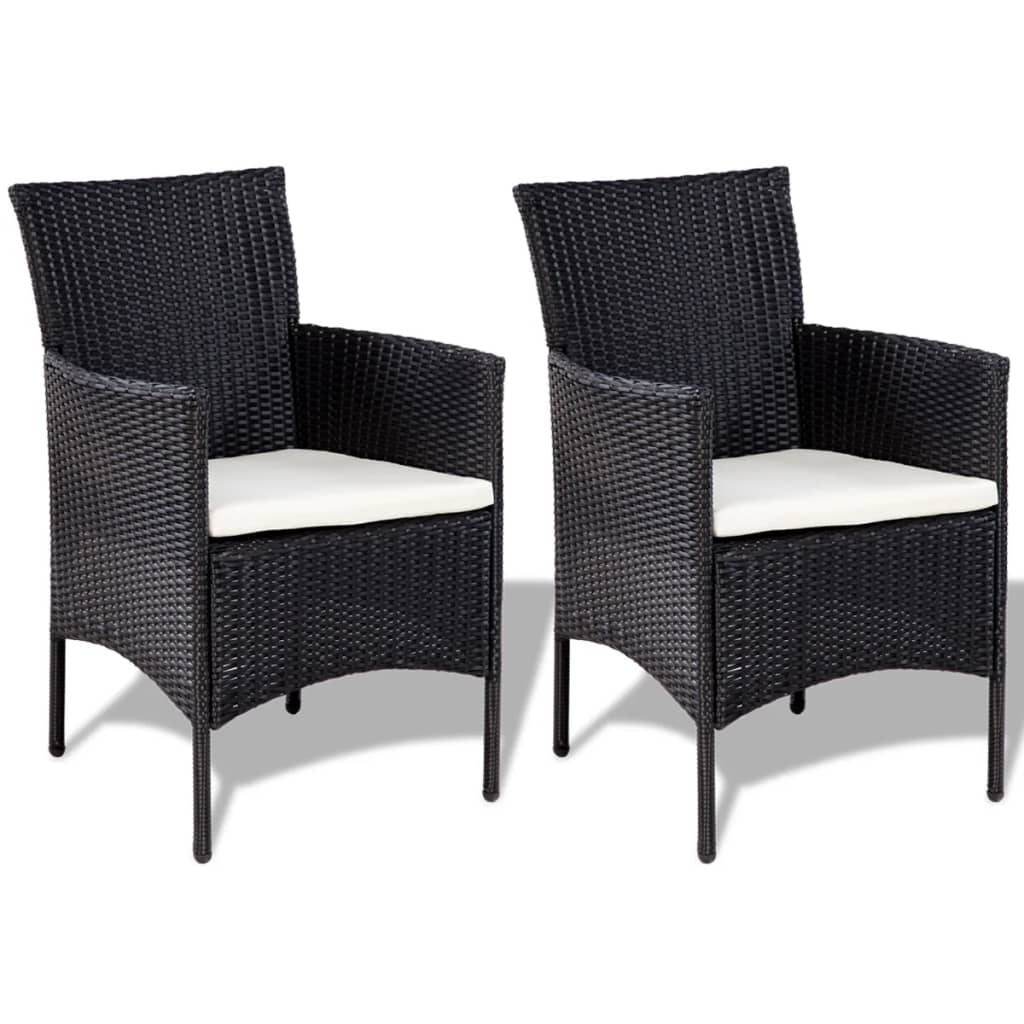 4 Pcs conjunto lounge de jardim c/ almofadões vime PE preto