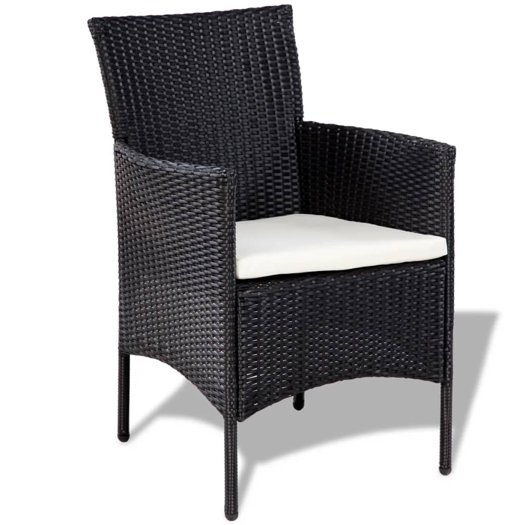 4 Pcs conjunto lounge de jardim c/ almofadões vime PE preto