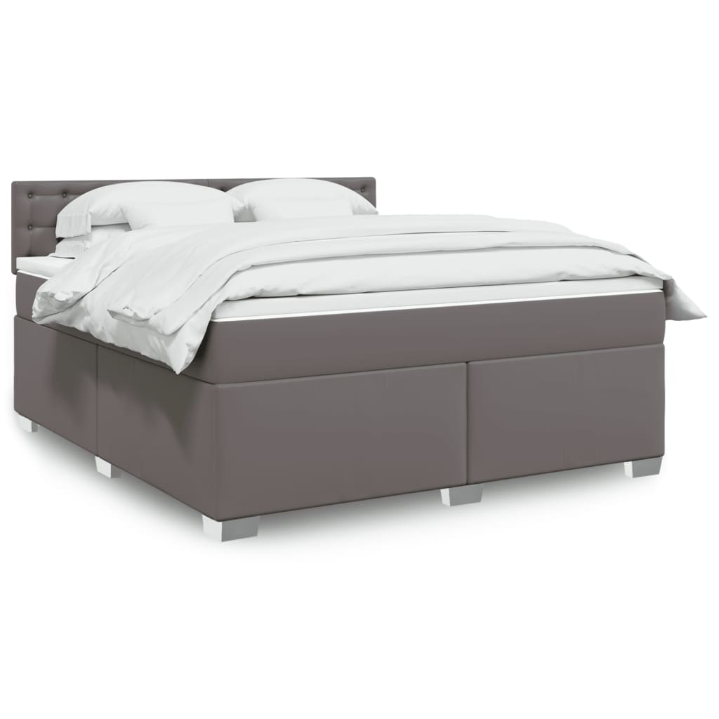 Cama com molas/colchão 180x200 cm couro artificial cinza