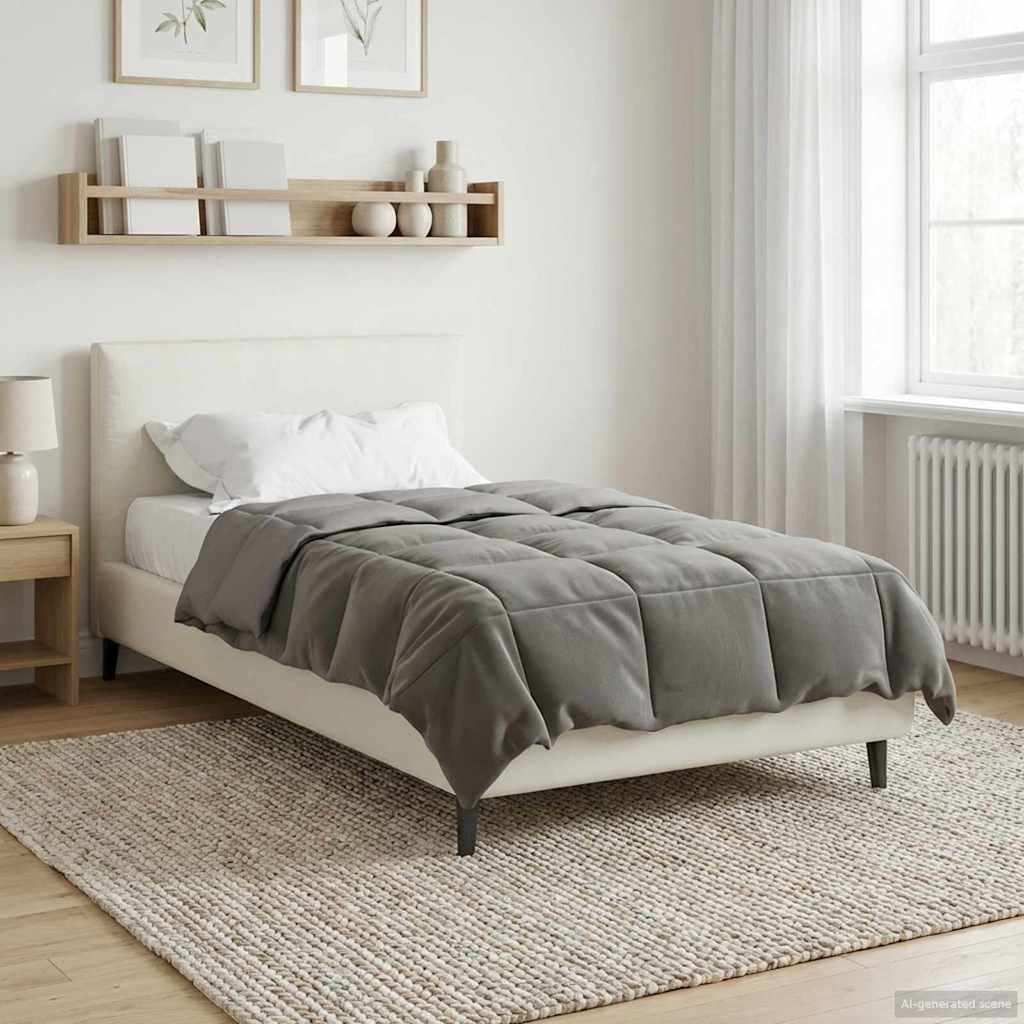 Edredom de verão simples cinzento-claro 155 x 220 cm microfibra