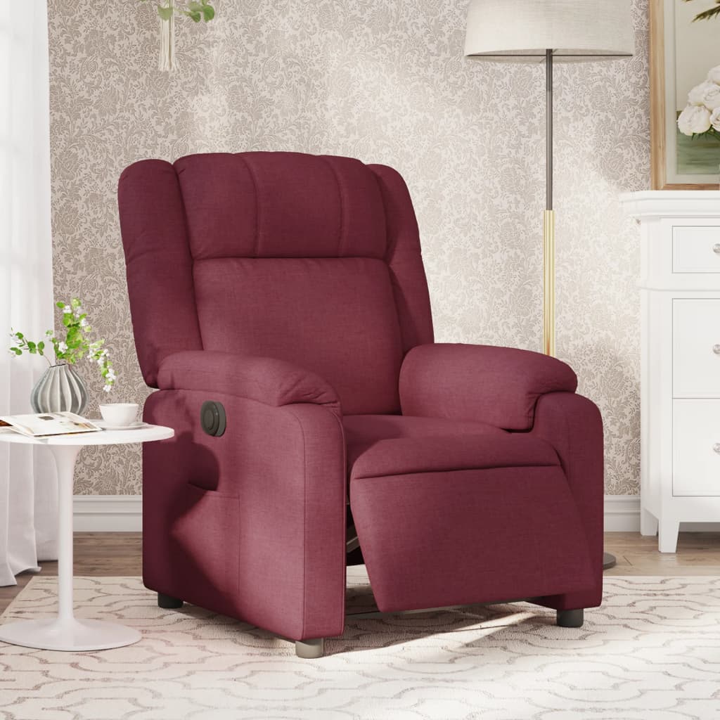 Poltrona elétrica reclinável tecido vermelho tinto