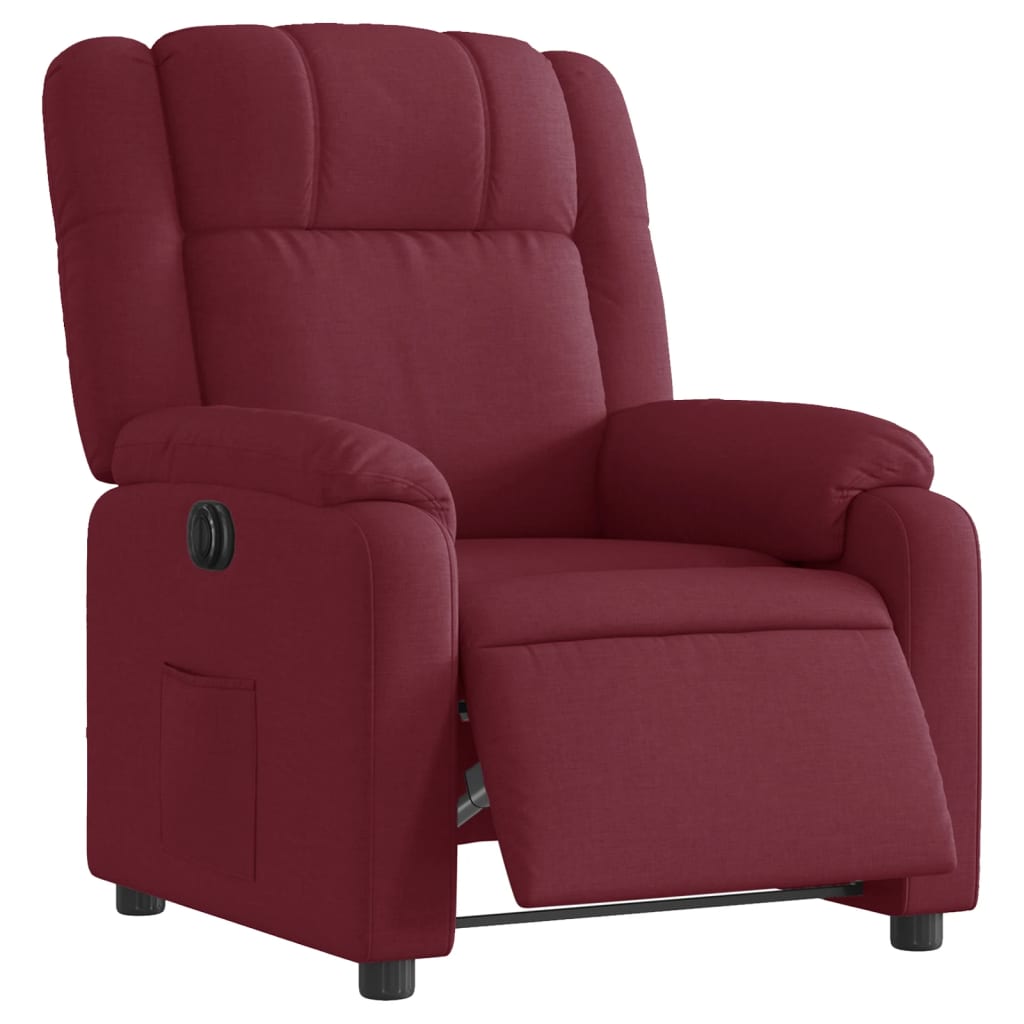 Poltrona elétrica reclinável tecido vermelho tinto