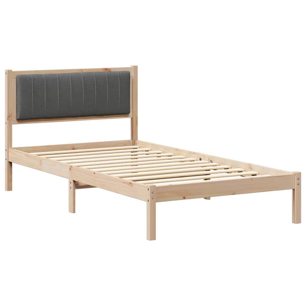 Estrutura de cama com cabeceira estofada cinza escuro