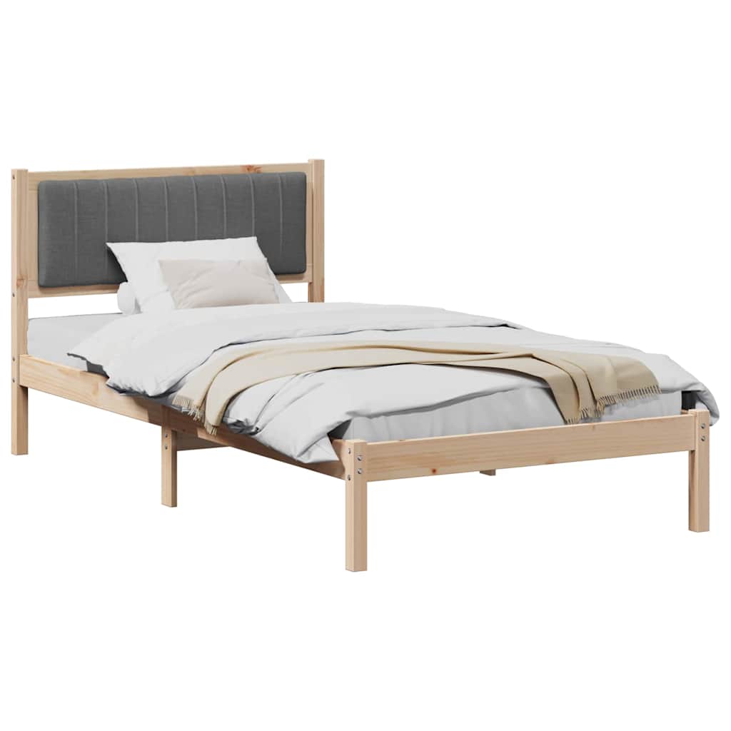 Estrutura de cama com cabeceira estofada cinza escuro