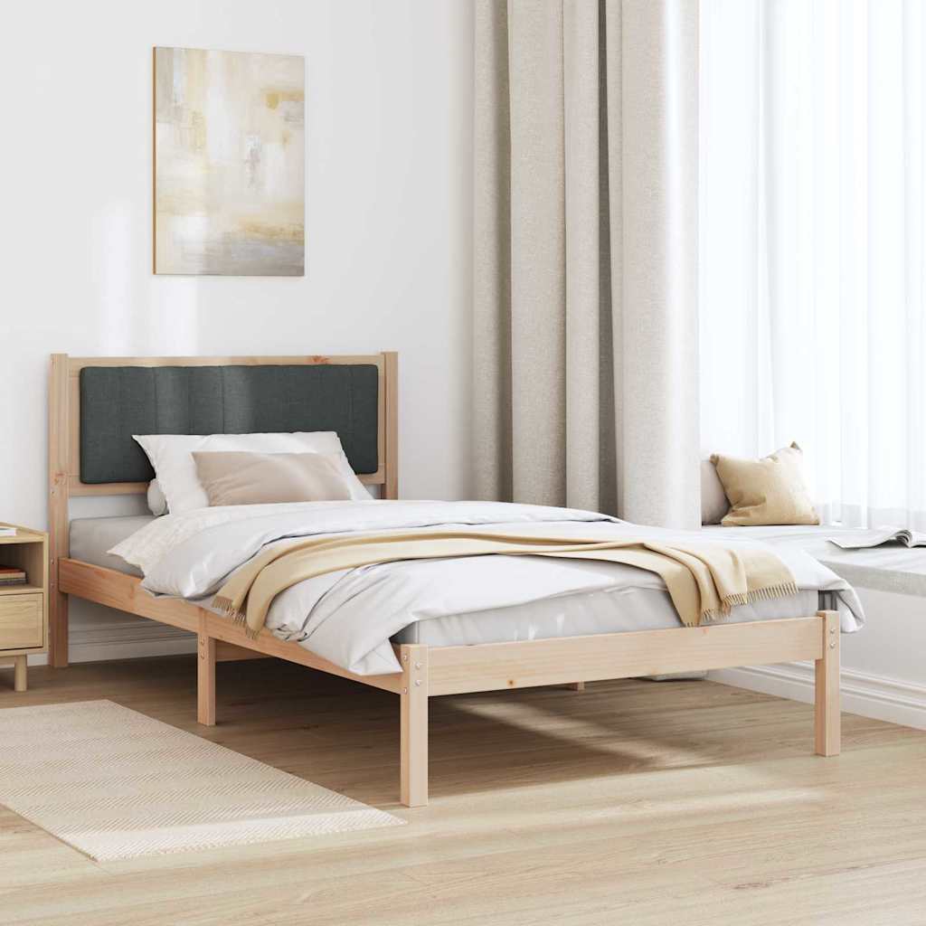 Estrutura de cama com cabeceira estofada cinza escuro