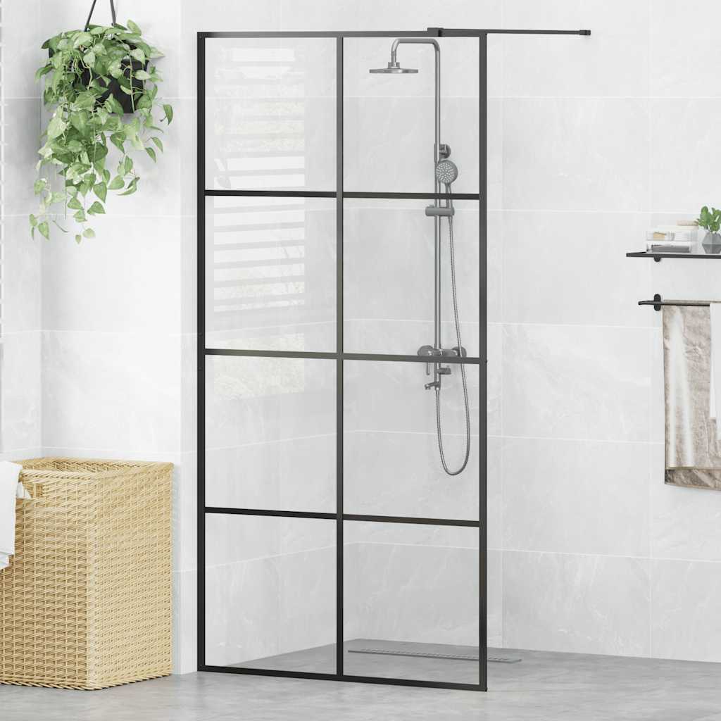Divisória de chuveiro c/ vidro transparente esg 100x195cm preto
