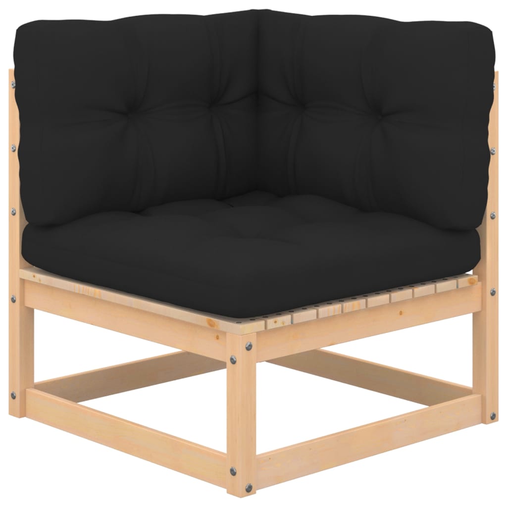 8 Pcs conjunto lounge de jardim c/ almofadões pinho maciço
