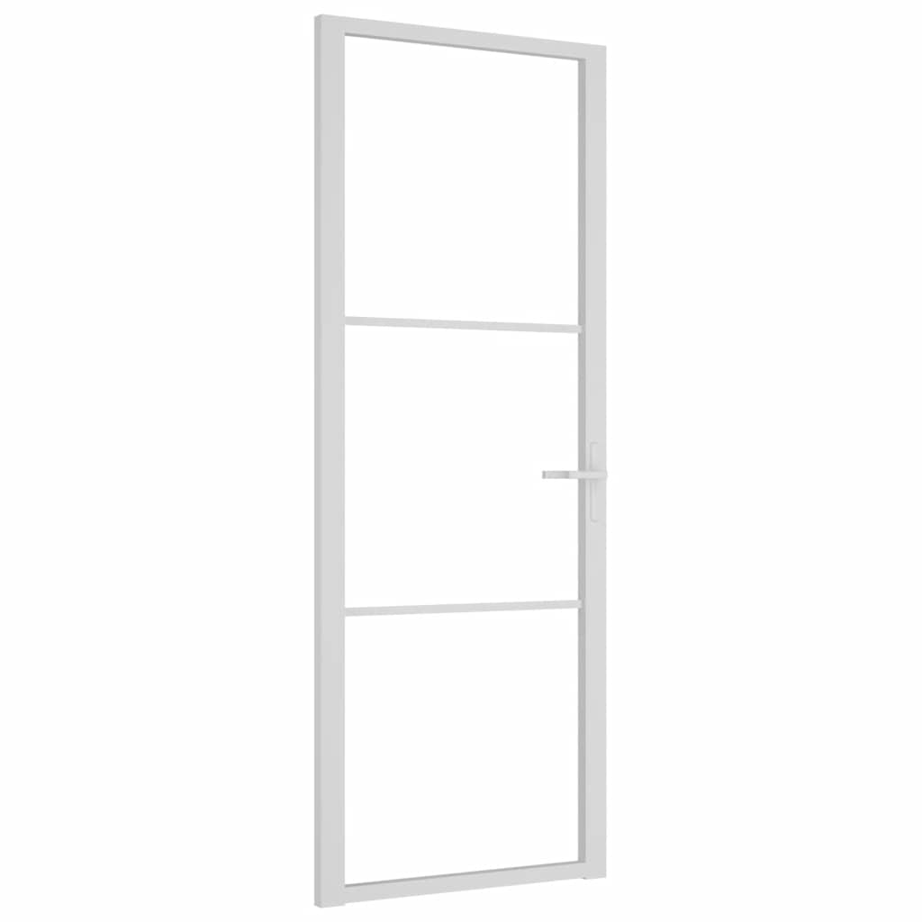 Porta de interior 76x201,5 cm vidro esg e alumínio branco