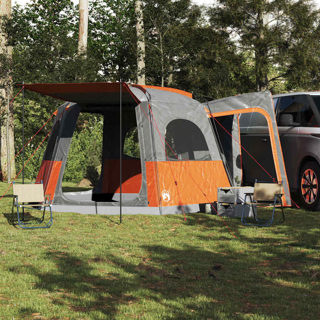 Tenda de campismo p/ 4 pessoas impermeável cinzento/laranja