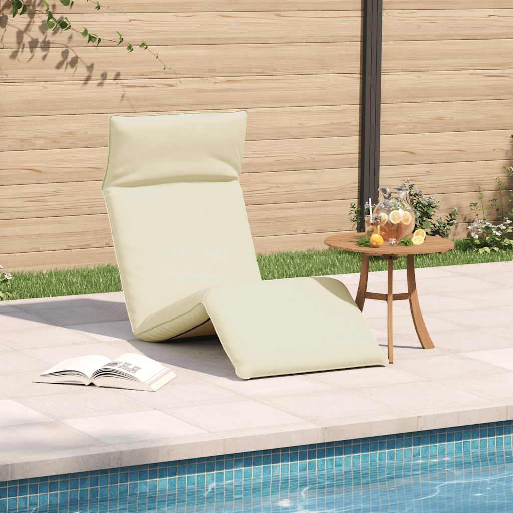 Espreguiçadeira dobrável 175x54x8,5 cm tecido oxford creme