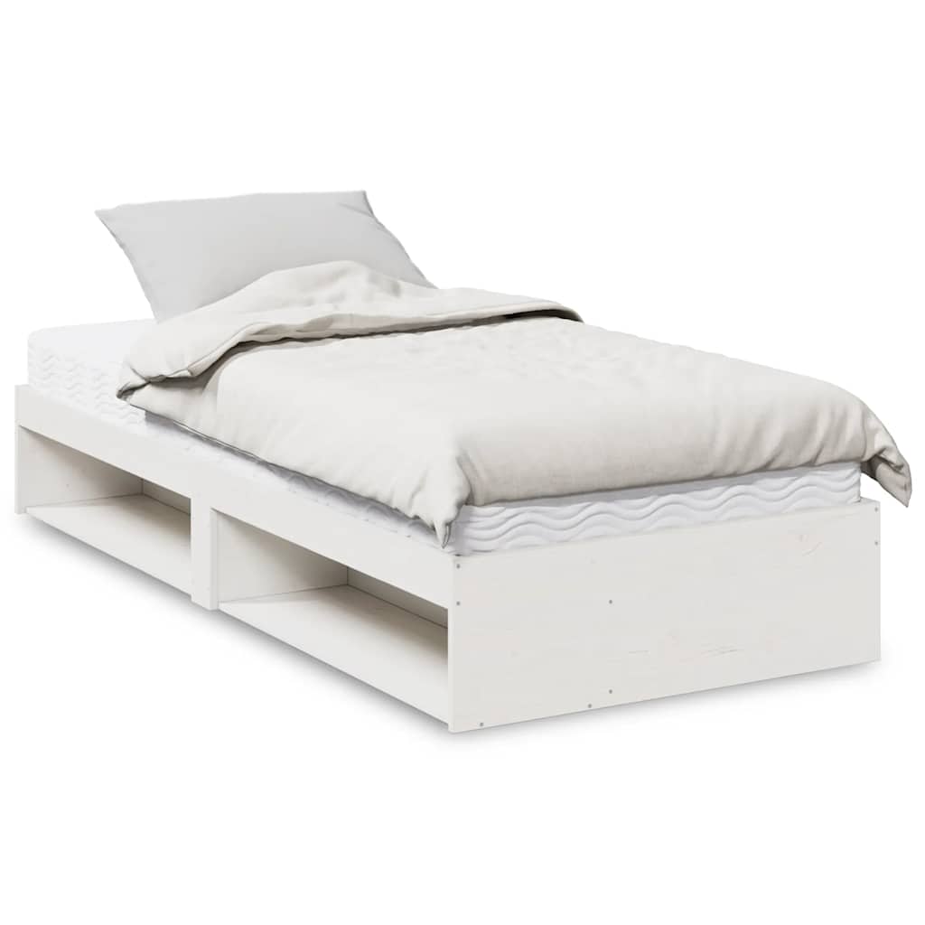 Cama dia com colchão branco 100x200 cm pinho de madeira maciça