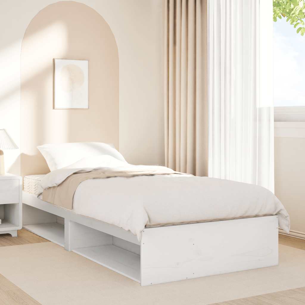 Cama dia com colchão branco 100x200 cm pinho de madeira maciça